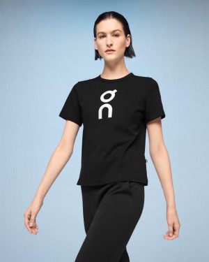 On Running Tryck T-shirts Dam Svarta Vita | SE_ON9001