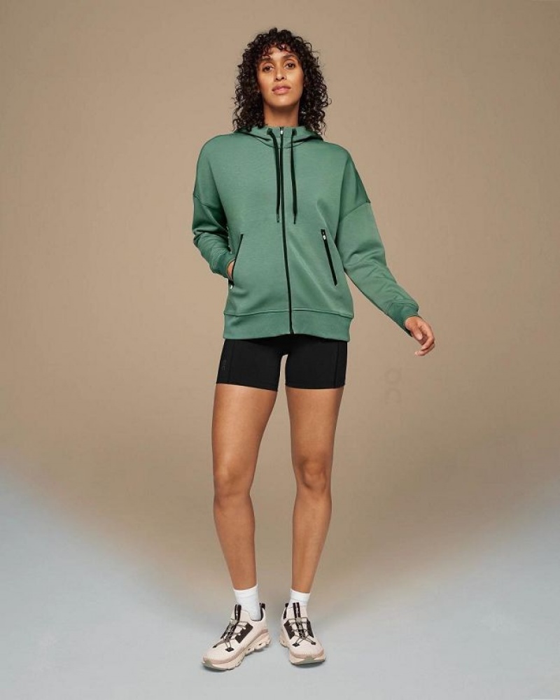 On Running Zipped Hoodies Dam Gröna | SE_ON8425