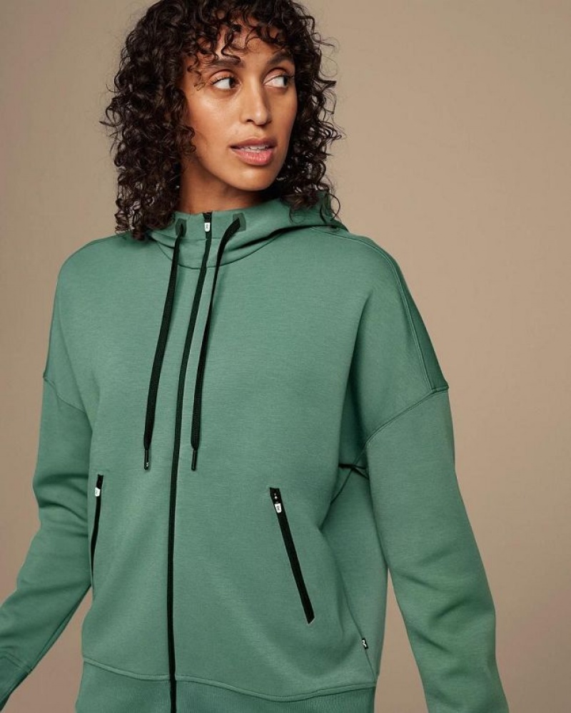 On Running Zipped Hoodies Dam Gröna | SE_ON8425